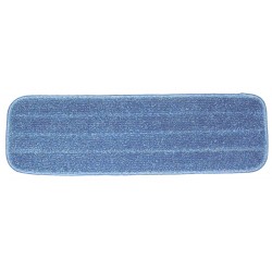 18in Wet Mop Pad - Blue - Rectangular - Stitched - Hook and Loop Fastener"